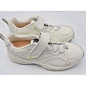 Dr Comfort White Leather Hook and Loop Athletic Shoes Sneakers Comfort Fit